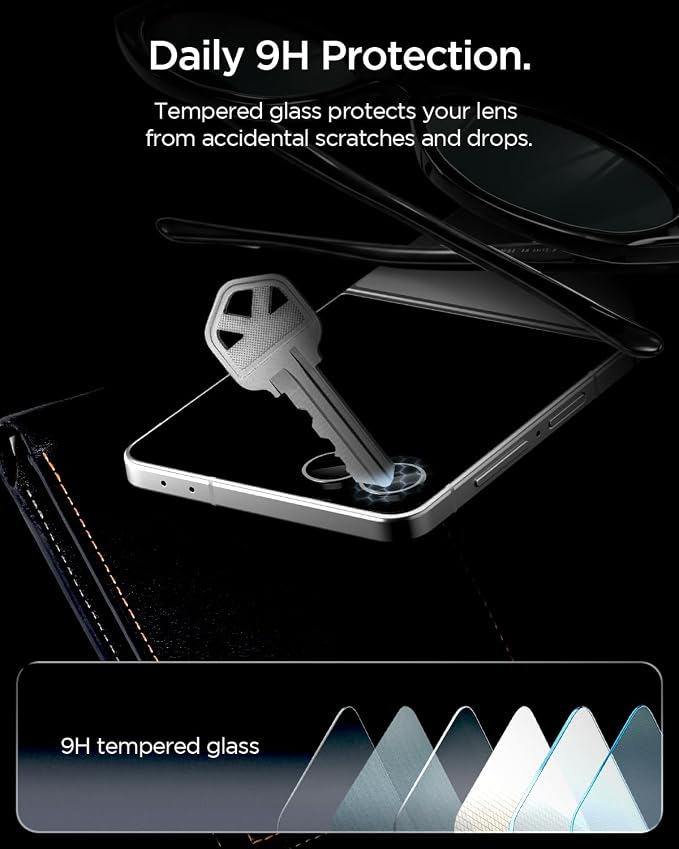 Spigen Camera Lens Protector for Galaxy Z Flip 8 / Galaxy Z Flip 7-2 Pack | GlasTR EZ Fit Optik Pro, 9H+ Tempered glass, Scratch resistant, Original photo quality, Auto-align tray, Case-friendly -Black - Image 6
