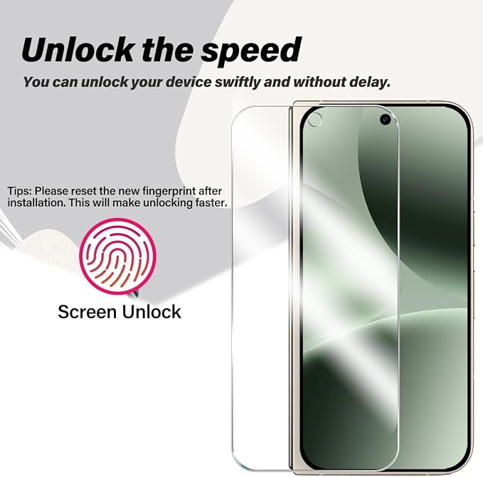 BIGFACE for Pixel 10 Pro Fold Tempered Glass Screen Protector + Camera Lens Protector [2 + 2 Pack][Fingerprint Unlock][Anti-Scratch][Case Friendly] HD Protective Film for Google Pixel 10 Pro Fold 5G - Image 3