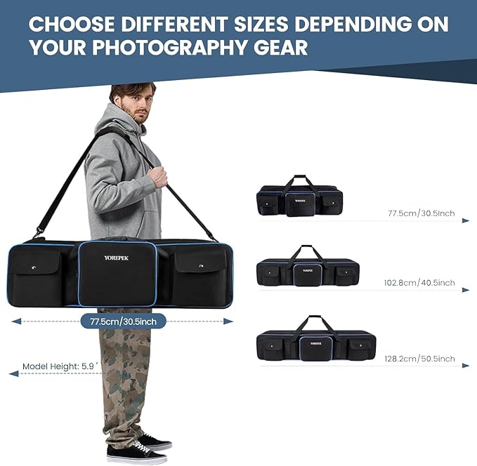 YOREPEK 50.5" Heavy Tripod Carrying Case Bag with 2 Padding Protective Pads | Extra Long Tripod Case for Boom Stand, Monolights, LED Lights, Umbrellas, Mic Stands, Tent Poles, Photographic Equipment - Image 4