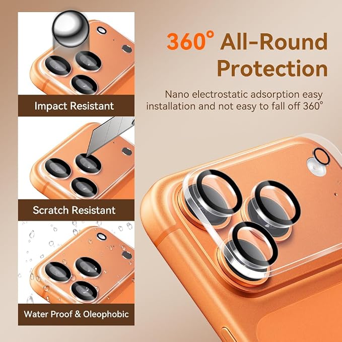 Camera Lens Protector for iPhone 17 Pro Max 6.9",9H Tempered Glass，Ultra HD, Scratch Resistance Easy to Install，Case Friendly， 3-Pack - Image 2