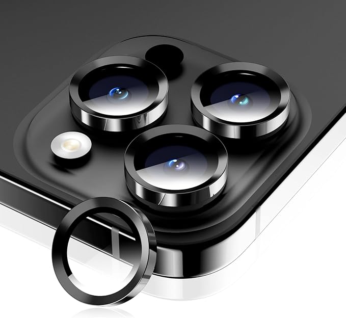 Camera Lens Protector for iPhone 15 Pro Max/15 Pro- Black | 9H Tempered Glass, Metal Individual Camera Cover, Accessories, Anti-drop, Case Friendly, HD Clear, Anti-Scratch by WumigooProducts