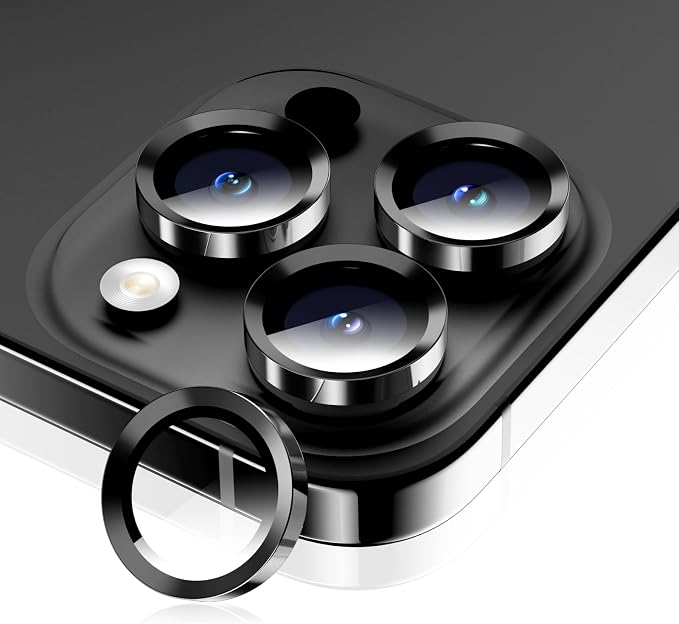 Camera Lens Protector for iPhone 16 Pro Max/16 Pro- Black | 9H Tempered Glass, Metal Individual Camera Cover, Accessories, Anti-drop, Case Friendly, HD Clear, Anti-Scratch by WumigooProducts