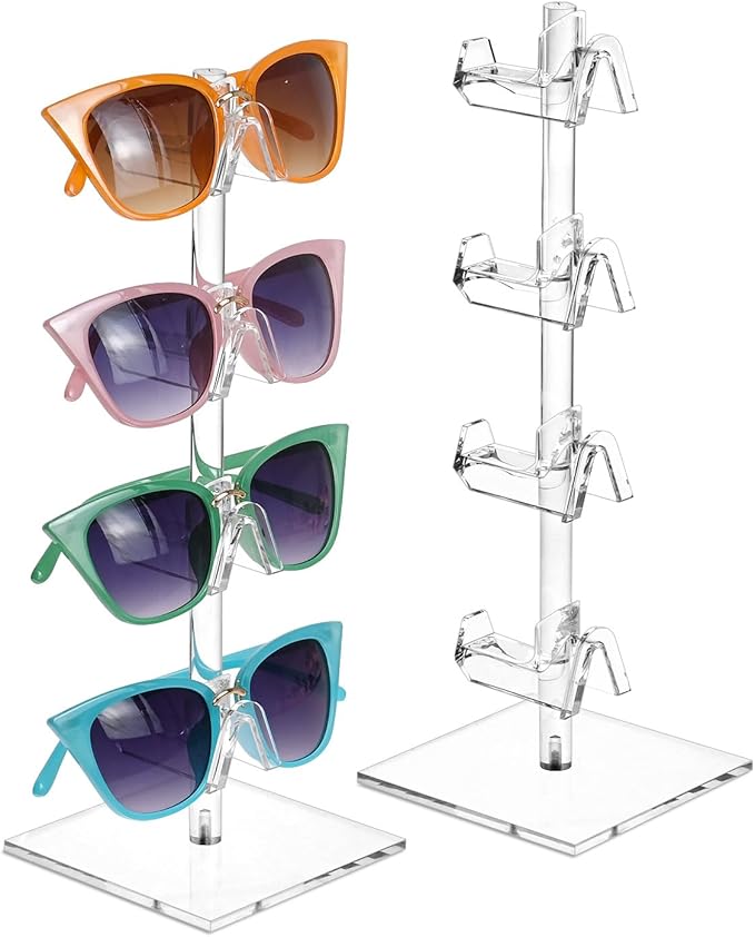 MOOCA 2-Piece Acrylic Eyewear Display Stand, Holds 8 Frames | Eyewear rack with oversized supports displays large sunglasses and eyeglasses for show,store,home and easy assemble.' by Mooca