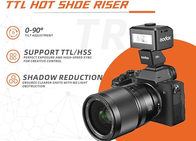 Godox TR-O TR for Olympus TTL HSS Hot Shoe Riser Hot Shoe Extender for GOdox iT30 Pro, iT20, iT22 TTL Flash X3 Trigger for Olympus,Reduce Lens Shadow, Tilt Adjustment 0-90°,for Mini Flash Under 300g - Image 3