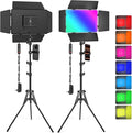 2-Pack LED Video Light Kit with 63'' Tripod Stand, Icceue 2500K-8500K Dimmable Studio Photography Panel Lighting for Video Recording Game Live Streaming Podcast YouTube Filming (2 Pack RGB) by Unknown