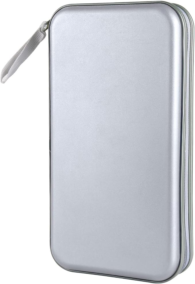 Siveit CD DVD Cases 96 Capacity Disc Storage Binder for Car(Silver) | Hard Plastic CD DVD Disc Cases Storage Binder Wallet for Car Home Office Travel by Siveit