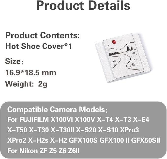 Camera Metal Hot Shoe Cover Protector Cap Compatible for Fujifilm XPro3 XPro2 XT4 XT3 XT2 XT30 XT20 XE5 XE3 XT200 X100V X-Half (Aluminum alloy-sunrise02) - Image 9