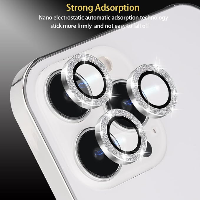 Camera Lens Protector for iPhone 16 Pro/16 Pro Max, Glitter Silver | Tempered Glass, Auto-align Tray, Easy Installation, Case Friendly, Anti-Scratch, HD Clear, Ultra Slim - Image 4