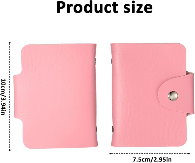 Leather Credit Card Organizer, Slim Business Credit Card Book, 24 Small Cells for Memory Cards, RFID Case Wallet, Pink Wallet Holder for Women, Debit Cards Protector Holder - Image 2
