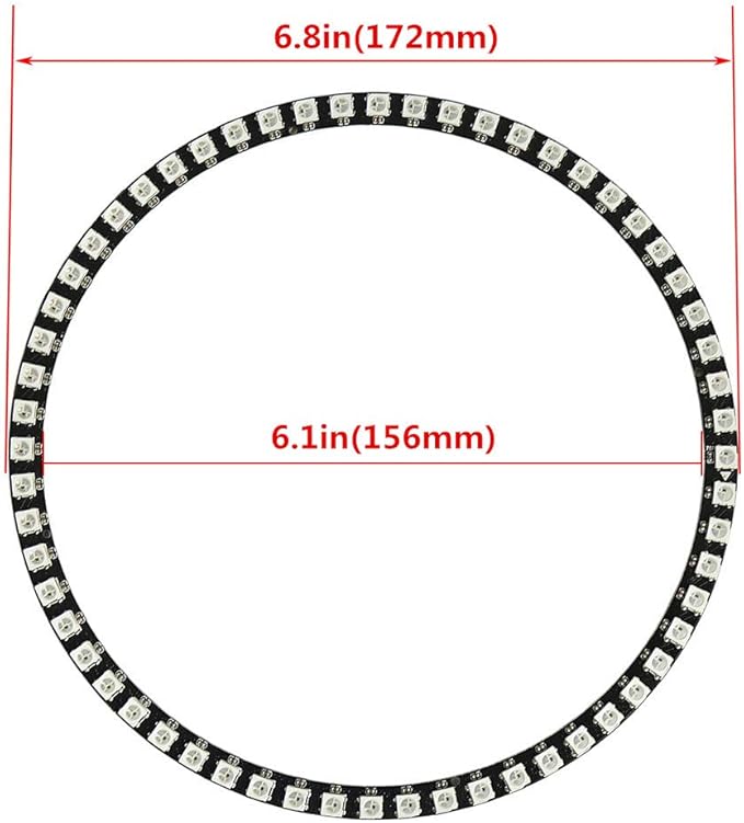 60 LEDs WS2812B 5050 RGB LED Ring Lamp Light Individually Addressable Full Dream Color DC5V with Mini Controller - Image 4