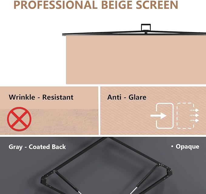 【Easy Set Up】 RAUBAY 59.8 x 82.7in Collapsible Beige Backdrop Screen | Portable Retractable Panel Photo Nude Background with Stand for Video Conference, Photographic Studio, Streaming - Image 4