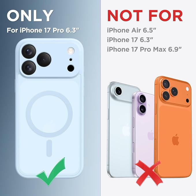 CAPRARO for iPhone 17 Pro Case, Compatible with MagSafe Light Blue | Upgraded [Full Camera Protection] Protective Translucent Matte Women Girl Magnetic Phone Case Cover, Light Blue - Image 2