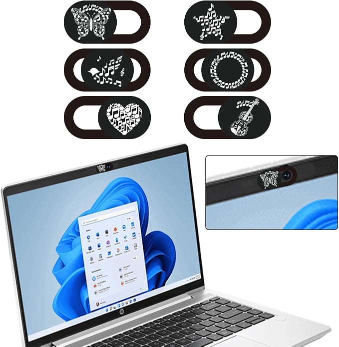 6Pcs 6 Styles Laptop Camera Cover Music Notes Privacy Guard Accessories, 0.04 Inch Ultra Thin Webcam Cover Protector Blocker for Desktop Computer Tablet Notebook Mini PC Home Office Use - Image 8