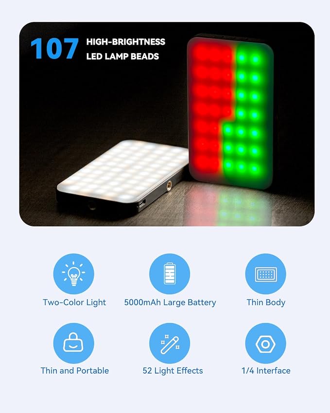 5000 mAh Portable Selfie Light for iPhone: RGB Rechargeable Phone Fill Lights, Ring Light for Camera Picture, Makeup Photo, Video Conferences, Laptop Use, Zoom Meetings, TikTok, Vlog Photography - Image 4