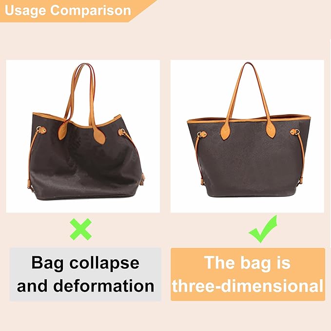 Doxo Purse Organizer Insert for Handbags, Felt Neverfull MM Organizer Insert with Cover, Tote Bag Organizer with Zipper Pocket and Bottle Holder, Fit Neverfull MM and More, Beige-L - Image 3