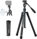 SIRUI Traveler Air Carbon Fiber Travel Tripod, KV-5 Fluid Head, 61" | 1.33kg Lightweight, 360° Pan, -80° To 90° Tilt, 2s Quick Release Leg, Reversible Column, Max Load 5kg by SIRUI