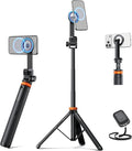 EUCOS 62" Magnetic Phone Tripod for iPhone, Selfie Stick Tripod with Remote | N52 Strong Magnetic Phone Stand, Extendable Cell Phone Stand for Video Recording, Travel by EUCOS