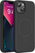 miracase Magnetic for iPhone 13 Case, [Soft Anti-Scratch Microfiber Lining], Compatible with MagSafe, Liquid Silicone Case Shockproof Drop Protection Phone Case for 13, Black Magnetic by Miracase