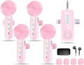4 Packs Wireless Lavalier Microphone for iPhone Android Camera | Mini Clip-On Mic with Noise Reduction for 4-Person Video Recording, Interviews, Podcasts, YouTube, TikTok & Vlogging (Pink) by Giconino
