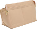 Doxo Purse Organizer Insert for Handbags, Felt Neverfull MM Organizer Insert with Cover, Tote Bag Organizer with Zipper Pocket and Bottle Holder, Fit Neverfull MM and More, Beige-L by Doxo