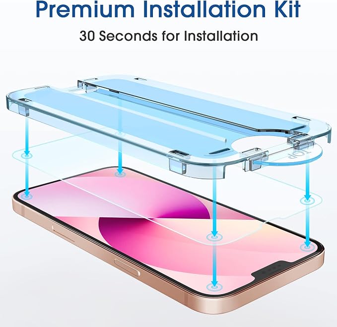 amFiIm OneTouch for iPhone 13 Mini Screen Protector 5.4" Tempered Glass | Auto-Alignment, 30s Install, Bubble Free, 9H Hardness, Scratch & Drop Protection, HD Clear, Case Friendly, 2 Pack (13M-5.4'') - Image 2