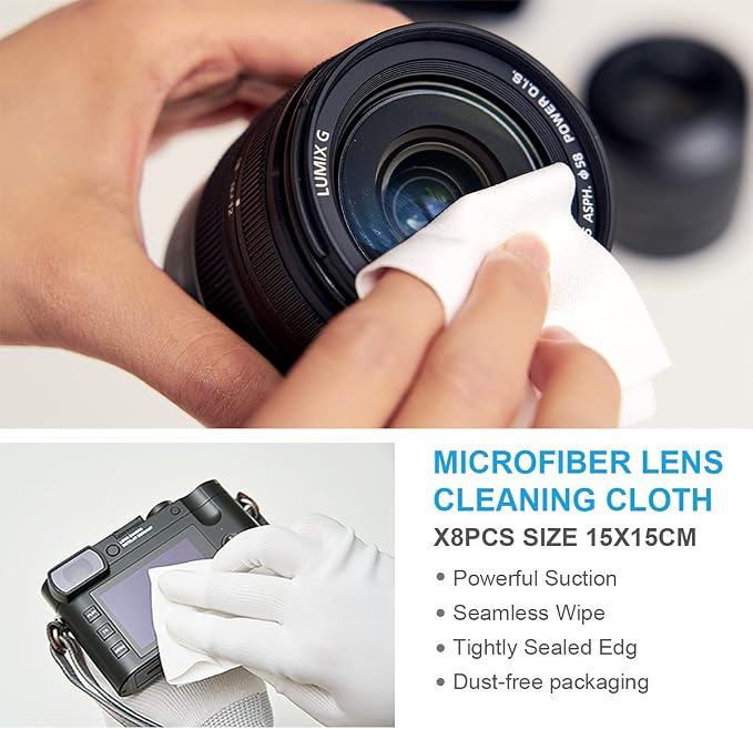 VSGO Optical Camera Lens Cleaning Kit Travel Edition | Lens Pen, Air Blower, Lens Cleaner, Screen Cleaning Cloth and Wet Wipes & Microfiber Cleaning Cloth Included, DKL-15D - Image 4