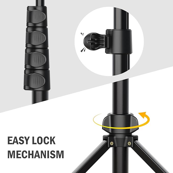 Liphisy 64” Tripod for Cell Phone & Camera with Remote and Phone Holder | Sturdy & Stable Height Adjustable Multi-Angle Shot Selfie Stick Tripod for Video Recording - Image 5