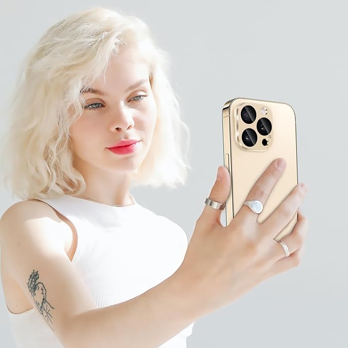 Camera Lens Protector for iPhone 13 Pro/iPhone 13 Pro Max Metal Camera Cover Film, 9H Tempered Glass, Anti-Scratch, Case Friendly - Gold - Image 7