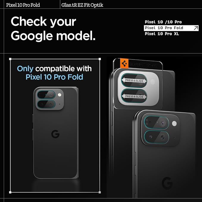 Spigen Glas.tR EZ FIT Optik Camera Lens Protector for Pixel 10 Pro Fold | GlasTR EZ Fit Optik, 9H+ Tempered glass, Scratch resistant, Original photo quality, Auto-align tray, Case-friendly, 2Pack - Image 2