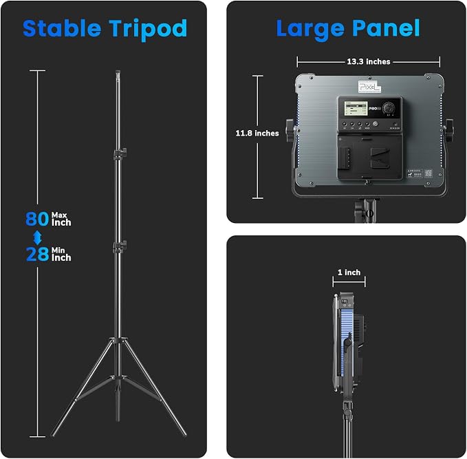 P80 LED Video Lighting Kit with APP Control,10 Applicable Scenes RGB LED Video Light Panel,60W 2500K-10000K CRI 97+ Photography Lighting for Studio/Gaming/Streaming/YouTube/Film/Video Recording - Image 7