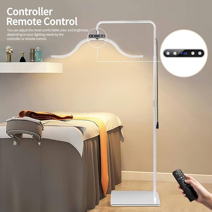 Lash Light for Eyelash Tech-Esthetician Ring Light, Half Moon Light for Led Lash Lamp Extensions, Tattoo Artists, Nail Tech - Cool, Warm Lamp with Adjustable Brightness & Height, Phone Holder (White) - Image 10