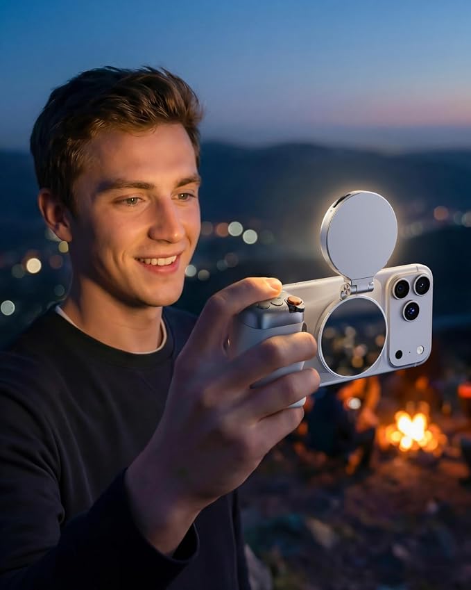 TELESIN Fun Shot Magnetic Phone Camera Grip & 4 in 1 RGB Selfie Light Kit | Phone Selfie Handle Creator Bundle Kit Compatible with iPhone Magsafe & Android Selfies/Photography/TikTok/Zoom Calls/Video - Image 9