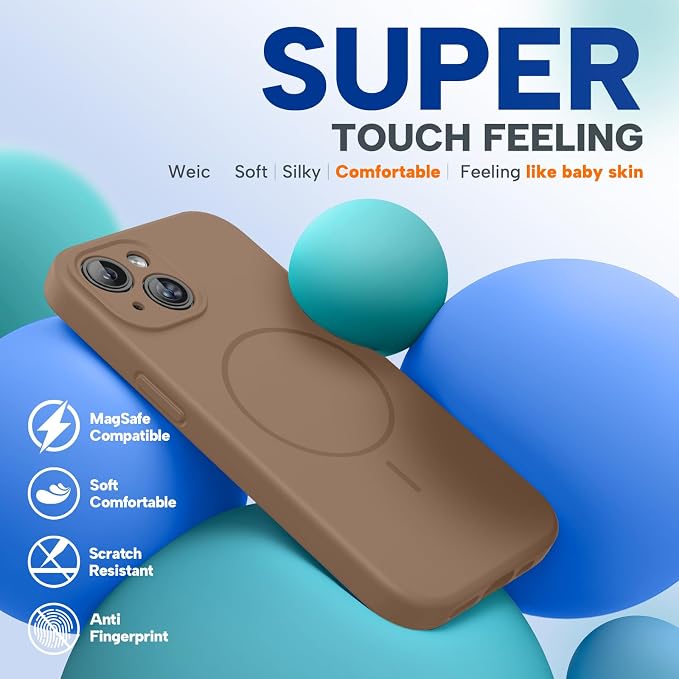 miracase Magnetic for iPhone 14 Case, [Soft Anti-Scratch Microfiber Lining], Compatible with MagSafe, Liquid Silicone Case Shockproof Drop Protection Phone Case for 14, Chocolate - Image 8
