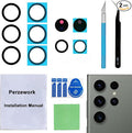 2 Set Back Rear Camera Lens Glass Replacement for Samsung Galaxy S23 Ultra with pre-Installed Adhesive and Reparing Toolkit by Perzework