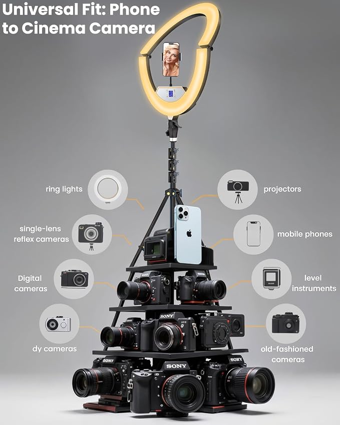22" Ring Light with Stand: Touch Screen LED Display & 75" Tall Tripod, | 3 Color modes 6500K / 2 USB Ports Foldable LED Big Ring Light Tripod for Live Stream,YouTube,TikTok Video Shooting - Image 6