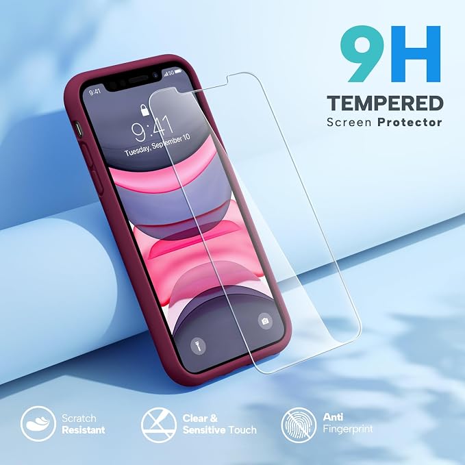 Miracase Silicone for iPhone 11 Phone Case, Wine Red | Soft Anti-Scratch Microfiber Lining, Premium Silicone Cover Shockproof Drop Protection Phone Case for 11 - Image 2