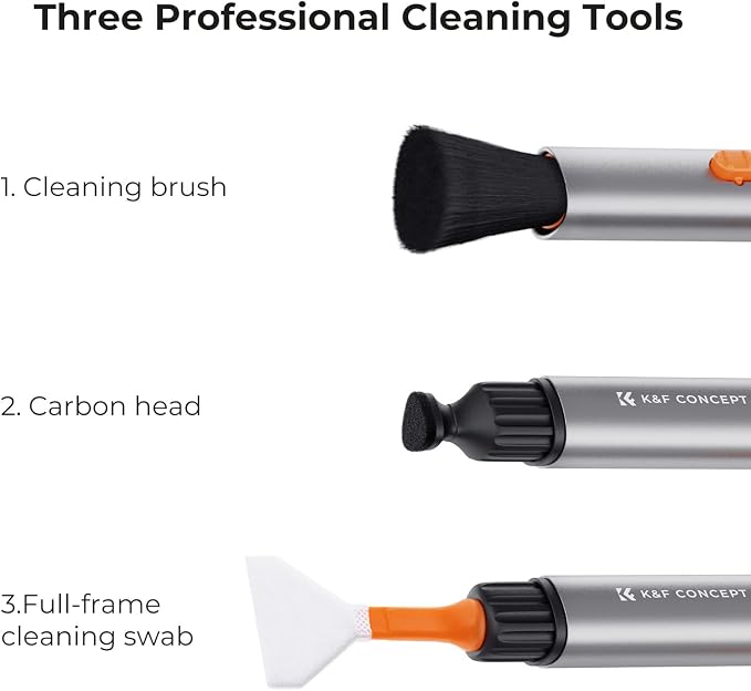 K&F CONCEPT 6 in 1 Camera Cleaning Kit for Canon Nikon Camera Clean | Full Frame Cleaning Wand X2,Strong Blower,Microfiber Cleaning Cloth X2 Machine Washable and Reusable,Replaceable Cleaning Pen - Image 3
