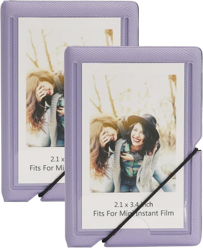 2x3 Instax Mini Photo Album, 28 Pockets. Antique Violet, 2PK | Portable Wallet Size Album Stores 2x3 inch Instant Photos. Fits Polaroid, Instax Mini, Kodak Mini Prints and Zink. by GoldbarleyDesign
