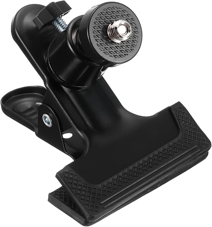 PATIKIL Tripod Camera Clip Clamp, 3/8" Female Flash Holder Mount with 360 Swivel Ball Head for Smartphone DSLR Video Camera Studio Backdrop, Black by PATIKIL