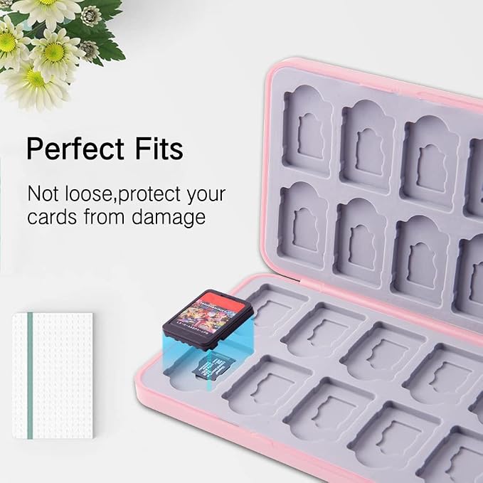 PERFECTSIGHT Switch Game Case Compatible with Nintendo Switch 2/ OLED/ Lite, 24 Switch Game Holder，Cute Switch Game Card Case Cartridge with 24 Slots Card Storage (Rabbit Bear) - Image 3
