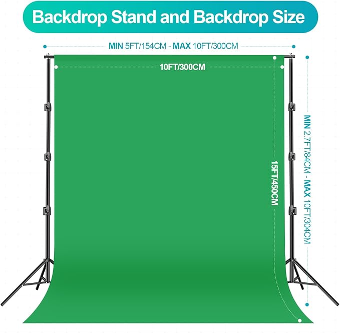 EMART Photography Lighting Kit with 10x10Ft Heavy Duty Backdrop Stand Kits - Image 3