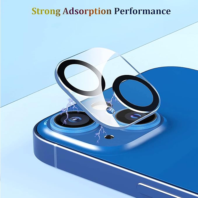 [3 Pack] Camera Lens Protector Compatible for iPhone 13 & iPhone 13 Mini Camera Cover Premium 9H Tempered Glass [Anti-Scratch]99.99% Transparency with Black Circle Design for iPhone 13 6.1 - Image 4