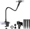 19 Inch Gooseneck Microphone Holder for Podium, 【Heavy-Duty】 2.5 lb Max | Thickened Aluminum Flexible Gooseneck, 2 Mic Holders, 1/4" and 3/8" Adapters, Desk Clamp, Ideal for Gaming, Podcast by Borenbuir