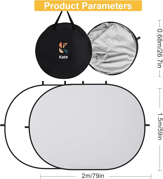 Kate Collapsible Pop-Up White Gray Backdrop for Self-Tape Auditions 583 | Collapsible Backdrop 5'x6.5'White Gray Portable Photography Background for Self-Tape Auditions, Professional Headshots - Image 3