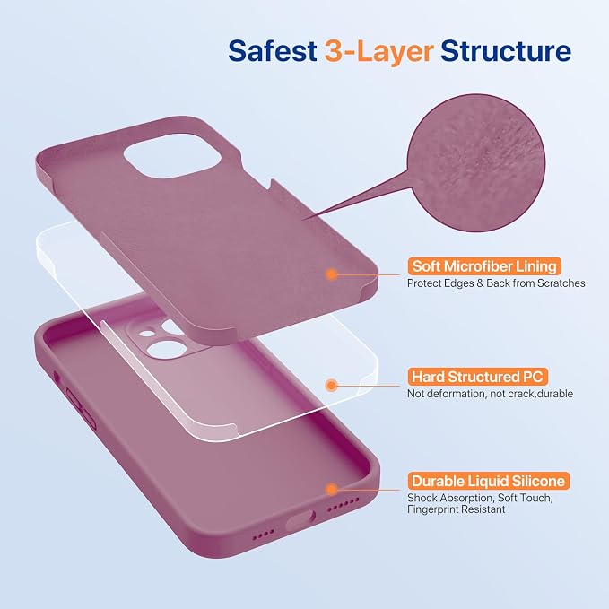 Miracase Silicone for iPhone 14 Case, Blackcurrant | Soft Anti-Scratch Microfiber Lining, Premium Silicone Cover Shockproof Drop Protection Phone Case for 14 - Image 3