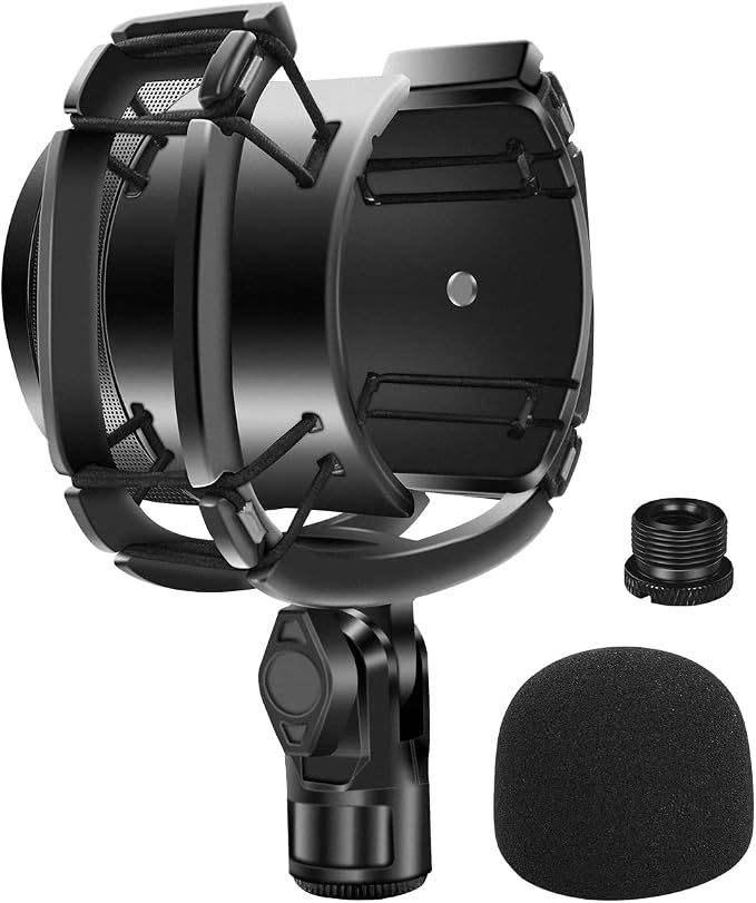 Custom Built Shock Mount with Pop Filter for Blue Yeti Microphones, Black | Metal Outer Ring, Anti-Vibration Suspension for Noise Reduction, Mount Compatible, Professional Studio Use - Image 9