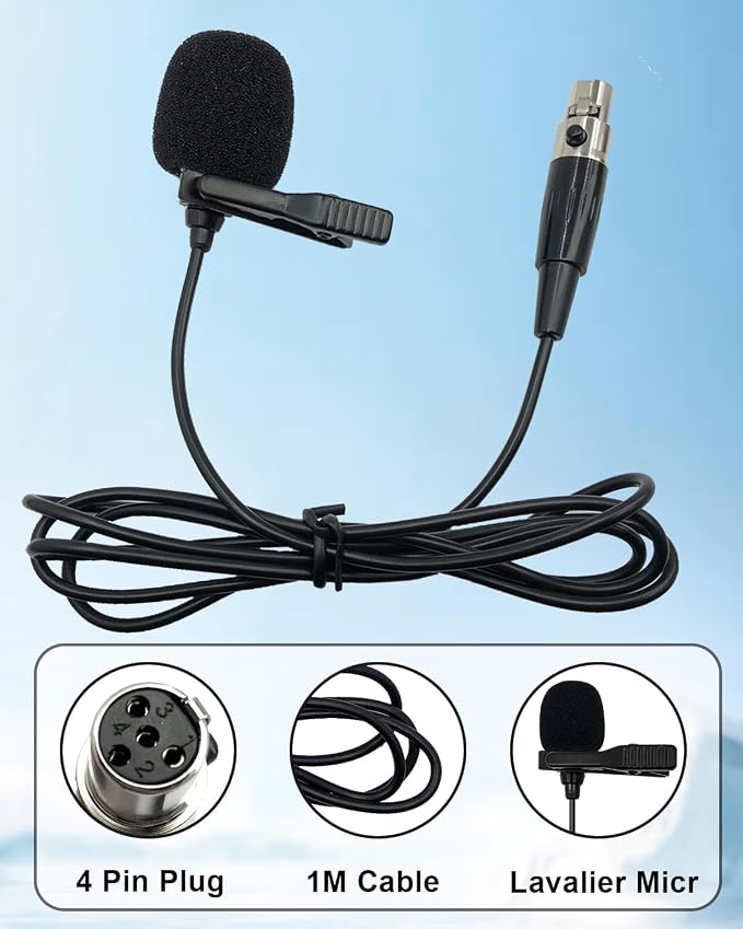 Lavalier Lapel Microphone Compatible with Shure KCX, PGX, BLX, SLX, GLX, ULX, QLX, FP, L1, LX1, SC1, U1, UC1, UT1, T1 Wireless Transmitter Unidirectional Condenser Mic (Mini XLR TA4F 4 Pin Plug) - Image 6