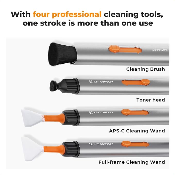 K&F CONCEPT Professional Lens Cleaning Pen for Bluetooth Earphones,Glasses | Replaceable Pen Tip,Deep Cleaning,Carbon Tip X2,APS-C X2,Full-Frame X4,Small and Portable,for Camera Filters Drone AR VR - Image 3