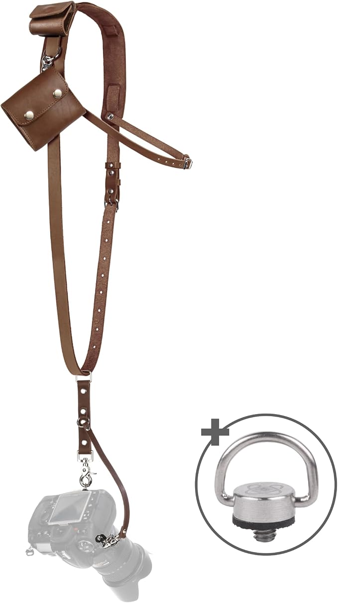 Leather Camera Strap Crossbody for DSLR, Mirrorless – Secure Dual Mount, Quick Release for Professional Photography by CCoiro