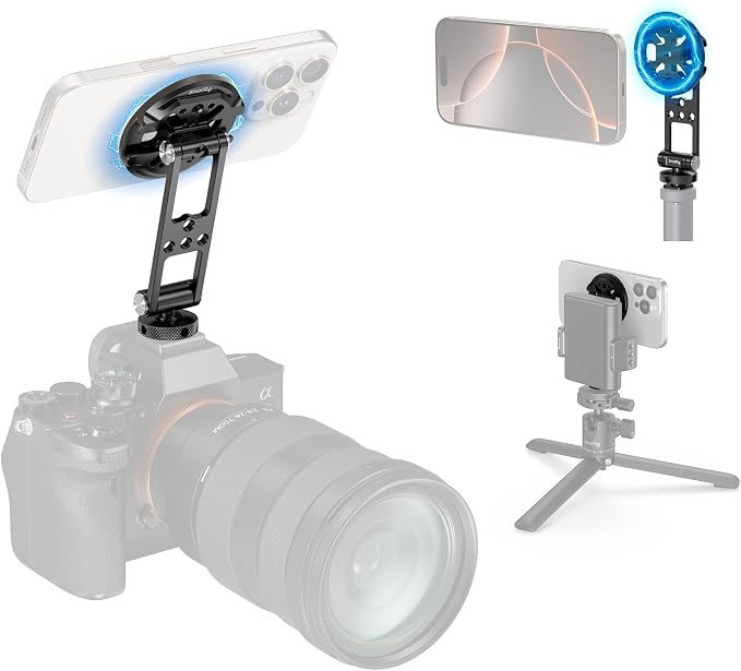 SMALLRIG Magnetic Metal Phone Mount with Cold Shoe Mount, Adjustable Rotatable Phone Tripod Holder Adapter for iPhone 17/16/15, Camera Monitoring, Tripods, Stabilizers - 5156 - Image 9